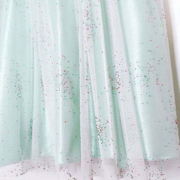 American Princess Mint Green Sleeveless Glitter Dress With Gem Neckline Size 8 - Picture 5 of 7